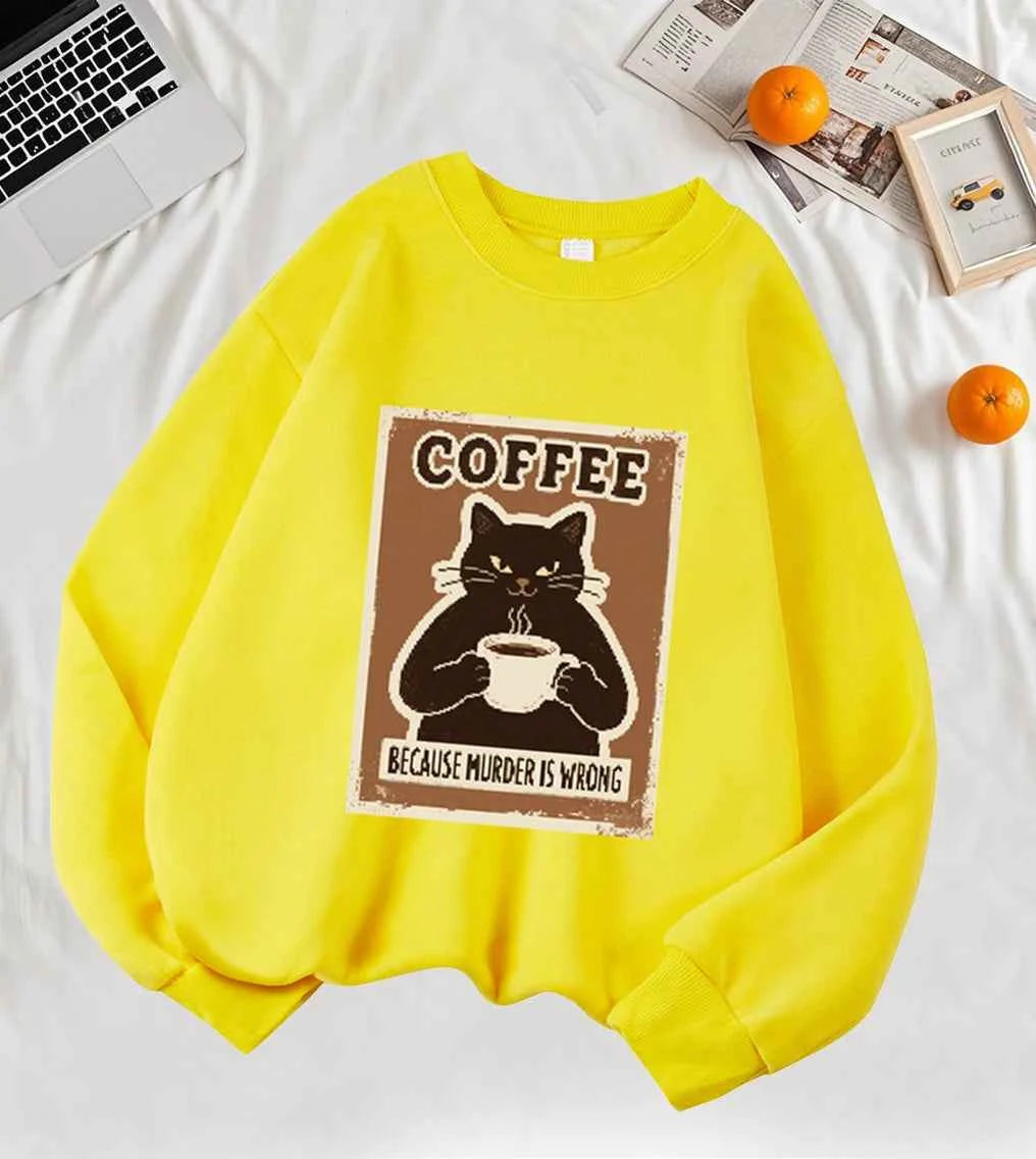 Because Murder Is Wrong Black Cat Sweatshirt for Women