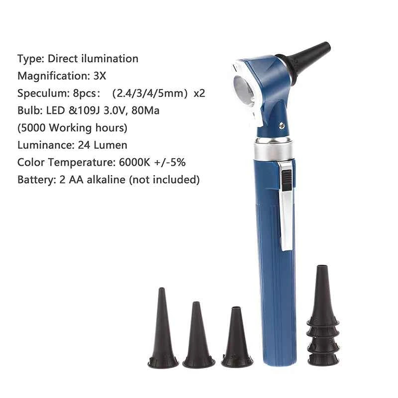 Portable Medical Otoscope Diagnostic Kit with LED  8 Tips