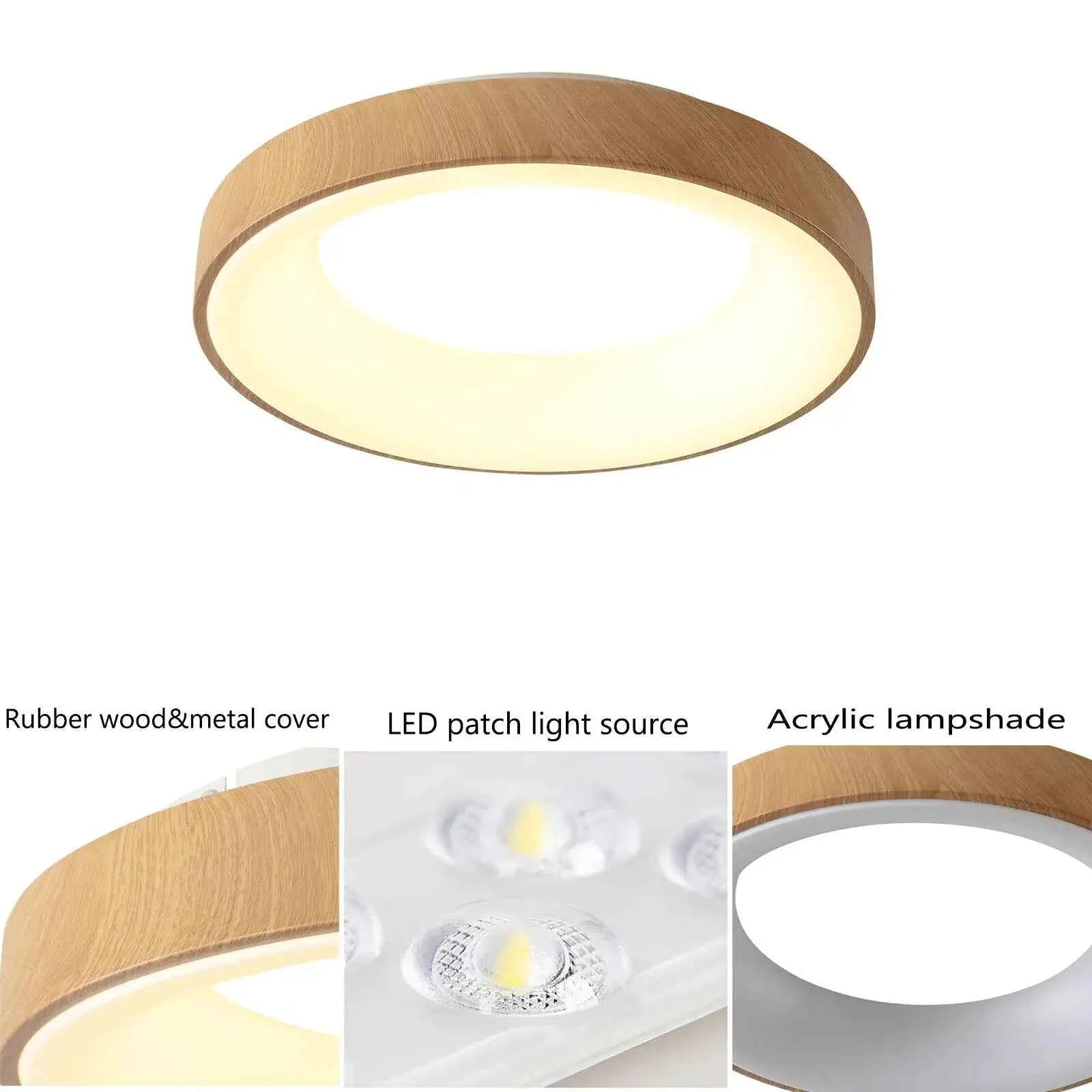 Minimalist Wood LED Ceiling Light Warm Round Glow