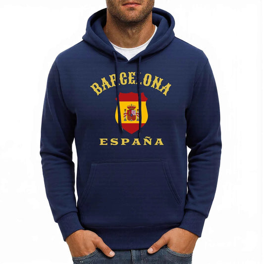Barcelona España Badge Fleece Oversized Streetwear Hoodie