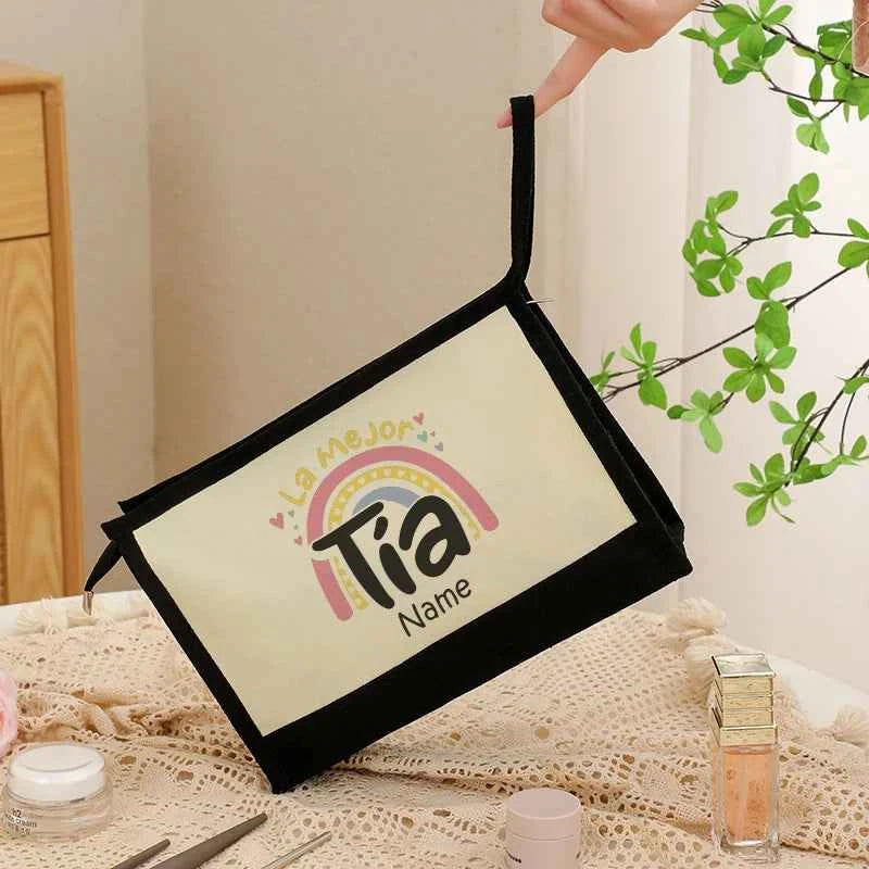 Yo Soy La Tia Loca De PABLITO Custom Name Clutch Color Block Fashion Storage Pouch with Zipper Travel Makeup Bag Organizer Gift