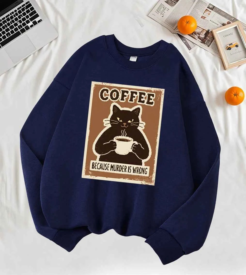 Because Murder Is Wrong Black Cat Sweatshirt for Women