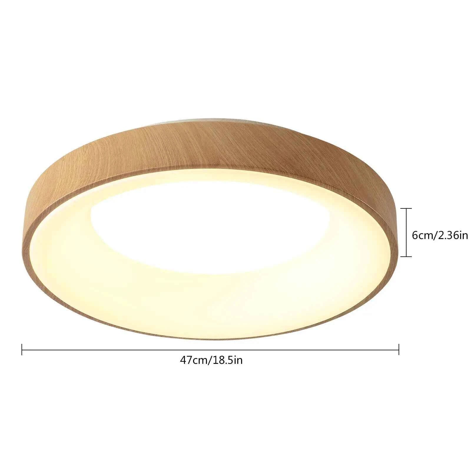 Minimalist Wood LED Ceiling Light Warm Round Glow