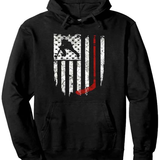 American Flag Hockey Hoodie Cotton Blend Comfort  Style