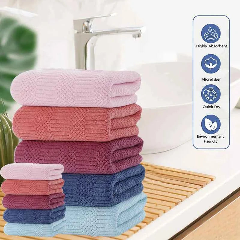 Coral Velvet Towel Set Soft Absorbent Luxurious Home Spa