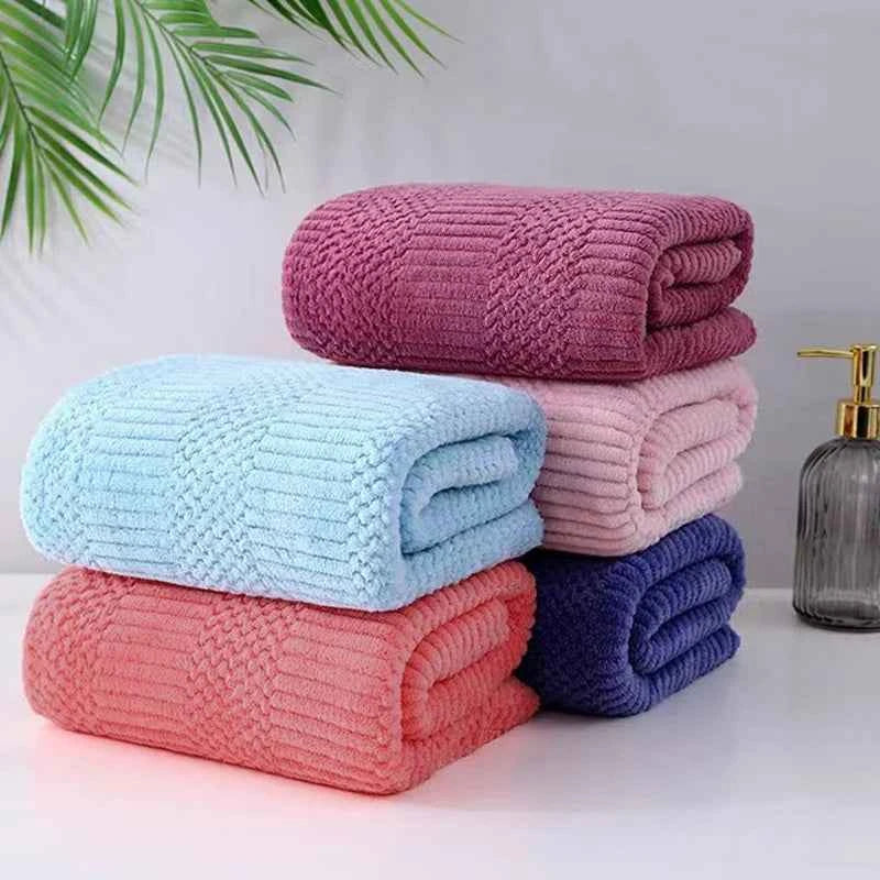 Coral Velvet Towel Set Soft Absorbent Luxurious Home Spa