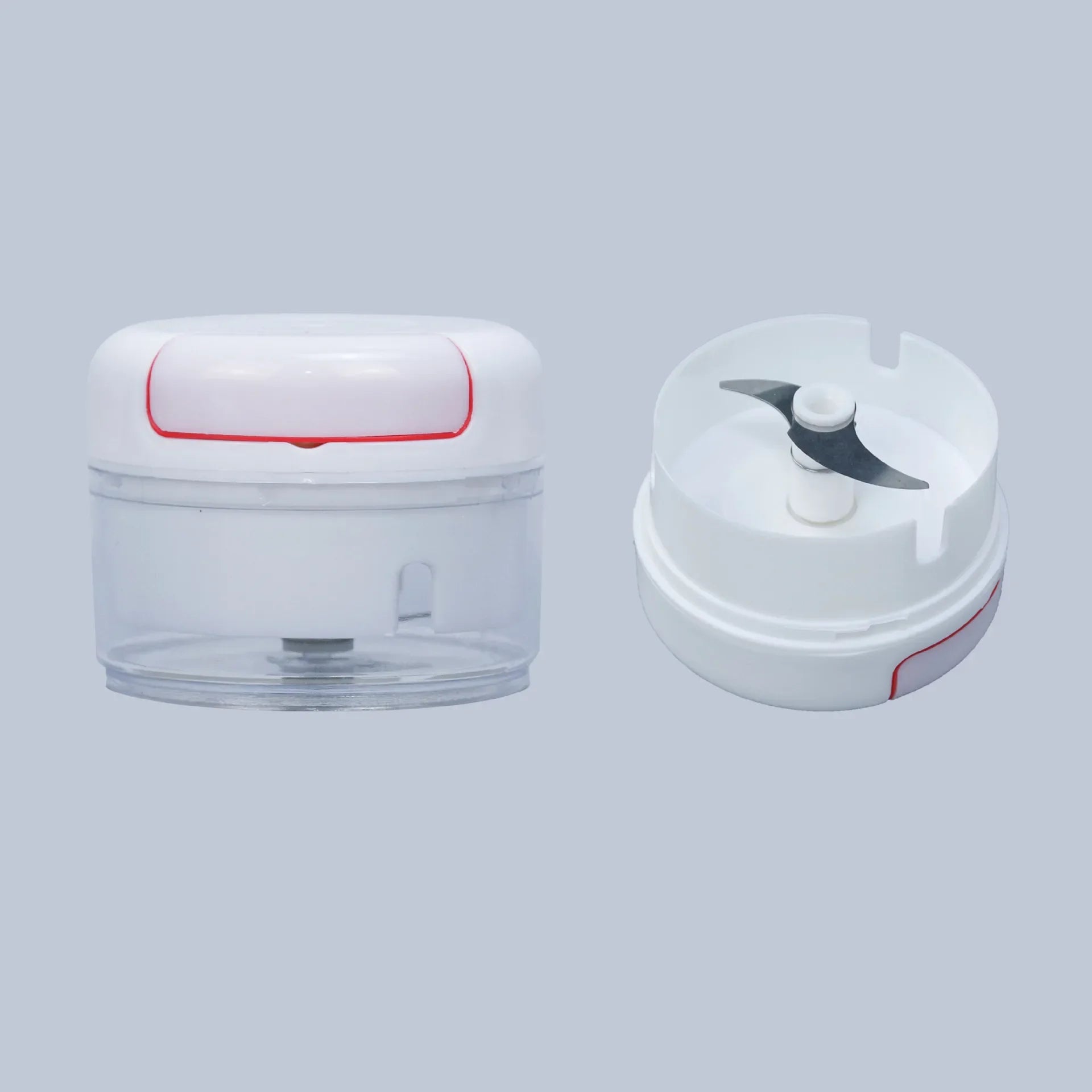 Manual Vegetable Mincers Press Type Household Garlic Meat Cutter Grinders Whisk Stirrer Kitchen Food Chopper Mini Food Processor - A compact model showcasing the components of the mini food processor for easy chopping.