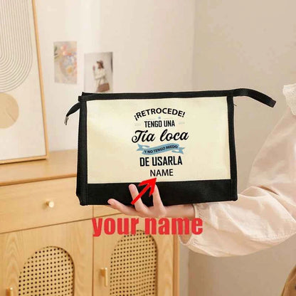 Yo Soy La Tia Loca De PABLITO Custom Name Clutch Color Block Fashion Storage Pouch with Zipper Travel Makeup Bag Organizer Gift