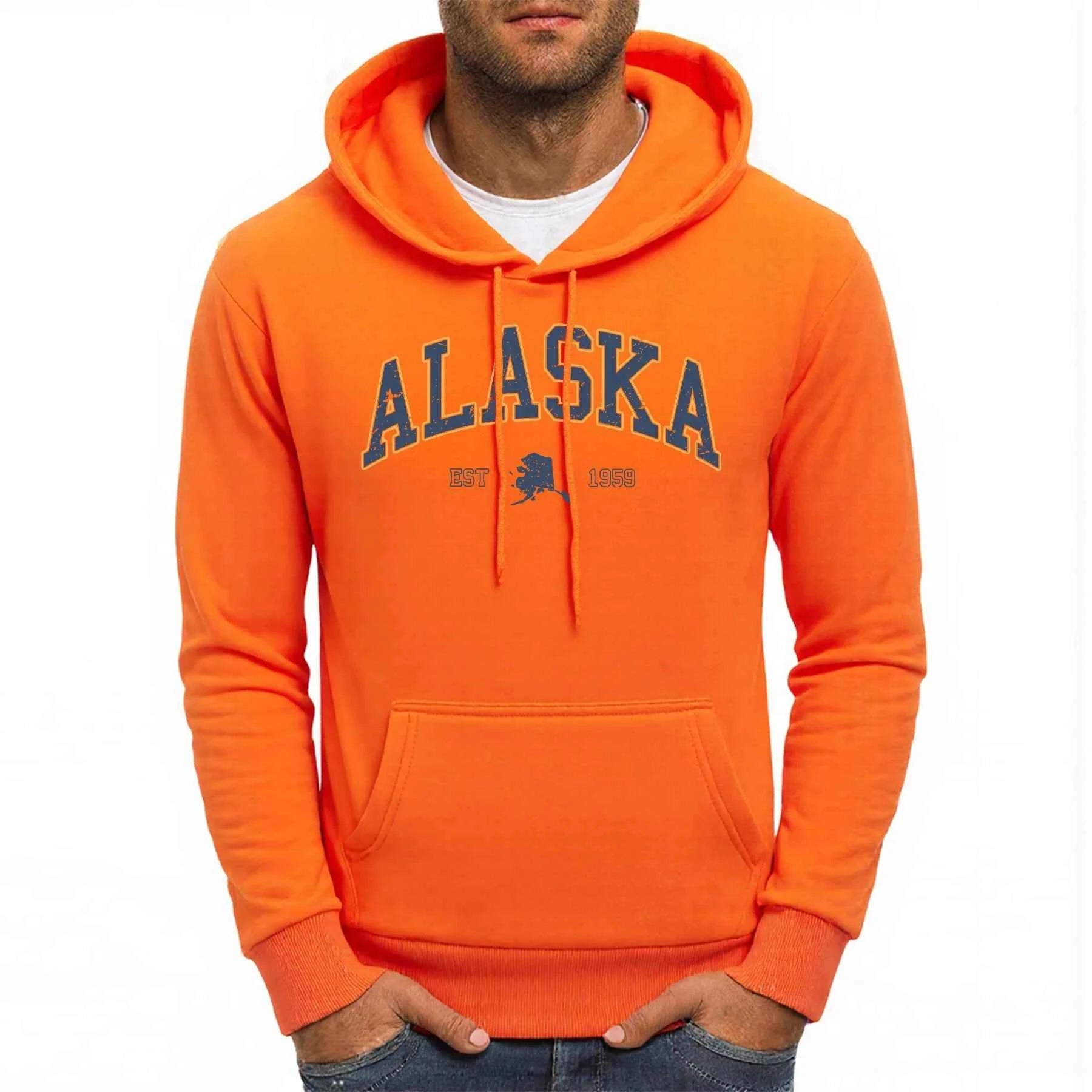 Alaska America Letter Print Oversized Fleece Hoody