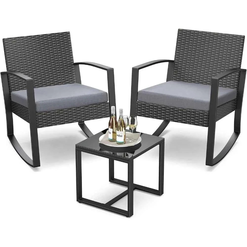 Rocking Rattan Patio Set Relax Outdoors in Style