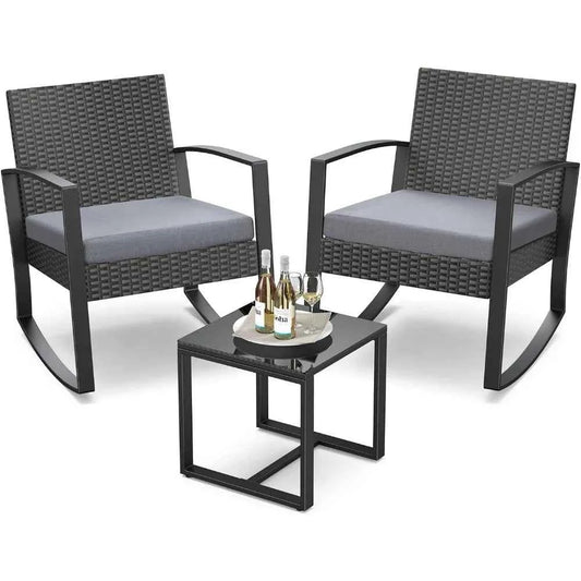 Rocking Rattan Patio Set Relax Outdoors in Style
