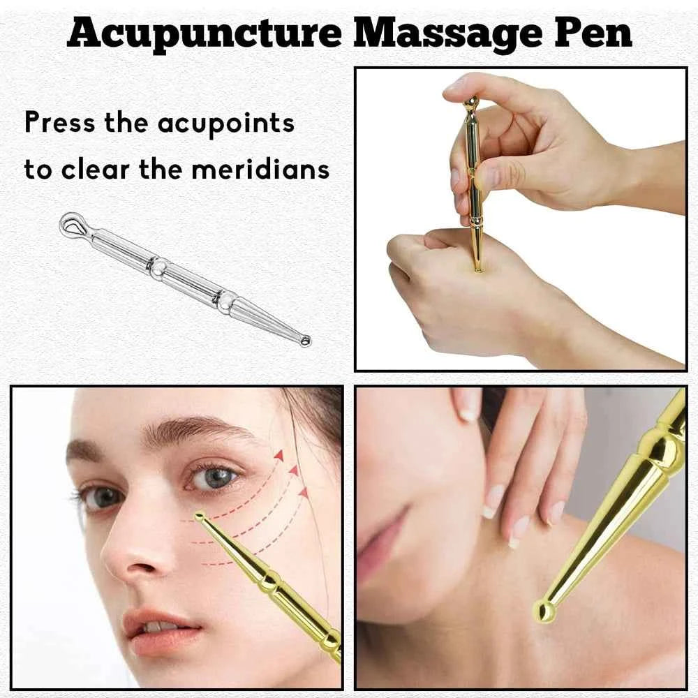 3PCS Stainless Steel Facial Reflexology Acupuncture Pen Set