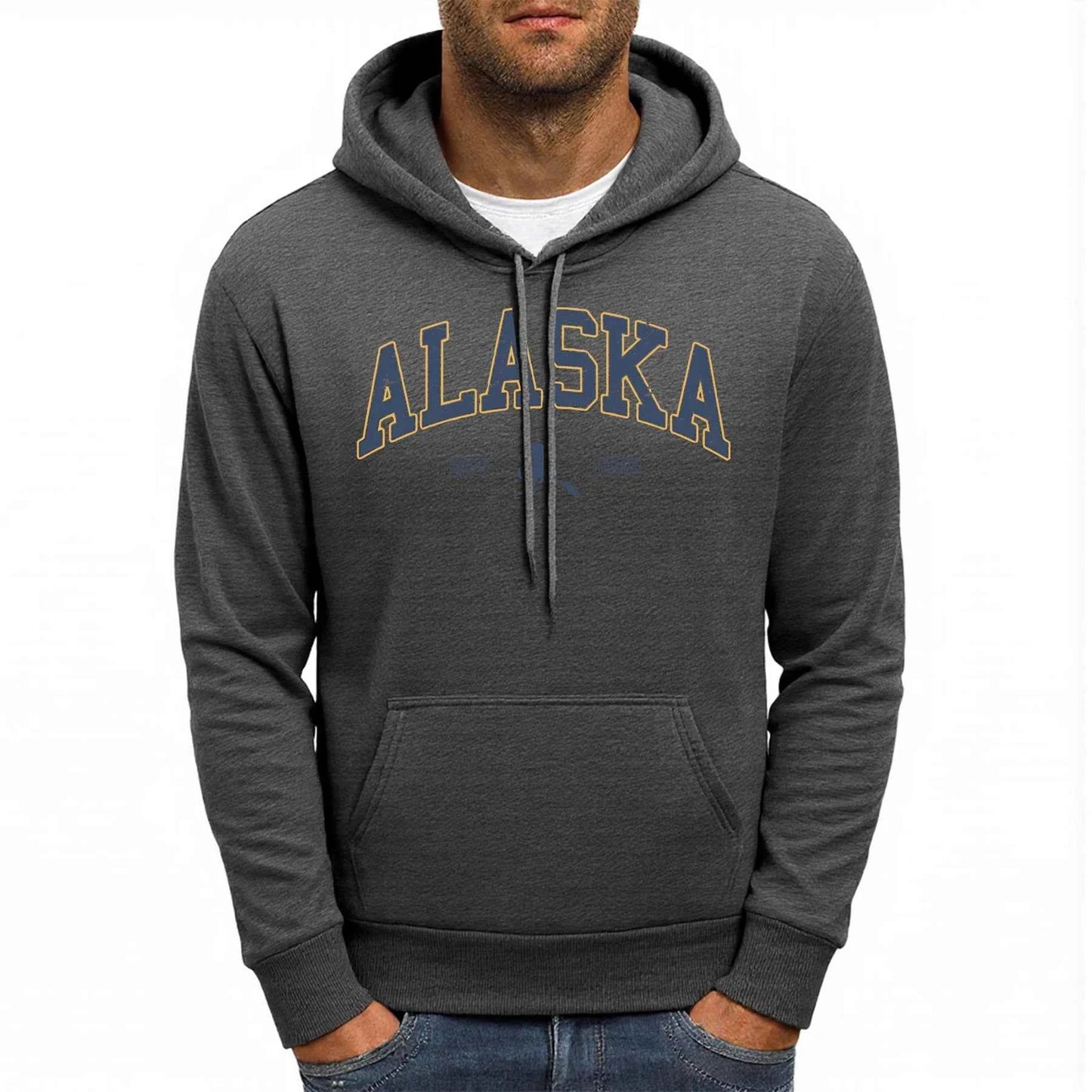 Alaska America Letter Print Oversized Fleece Hoody