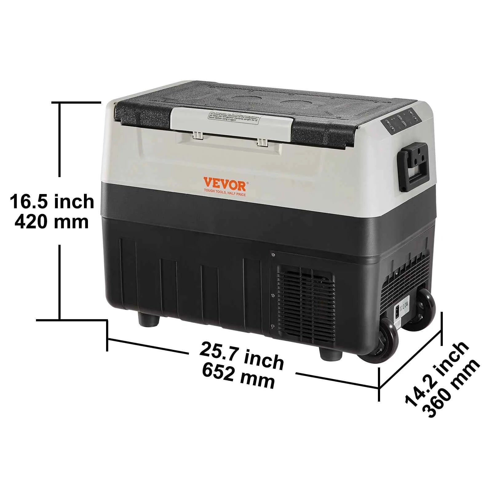 VEVOR Mini Refridge Portable Foldable Handle with Wheel Compressor Freezer Mini Refrigerator 35L/45L/55L  for Camping Picnics