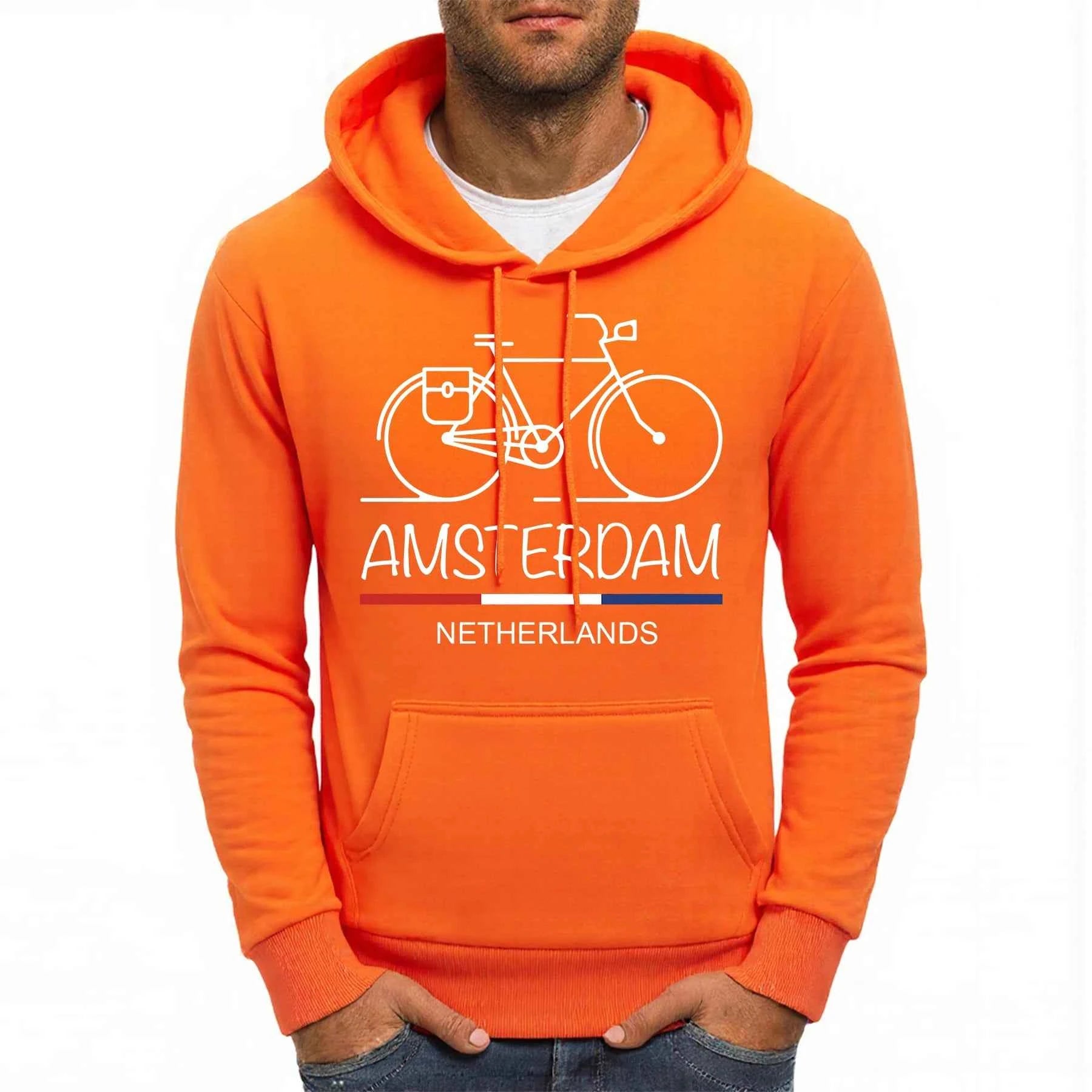 Amsterdam Bike Fleece Hoodie Comfy Multicolor Streetwear