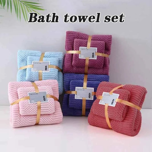 Coral Velvet Towel Set Soft Absorbent Luxurious Home Spa