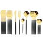 24pc Black Gold Stainless Steel Cutlery Set