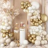 Platinum White  Gold Balloon Arch Party Perfect