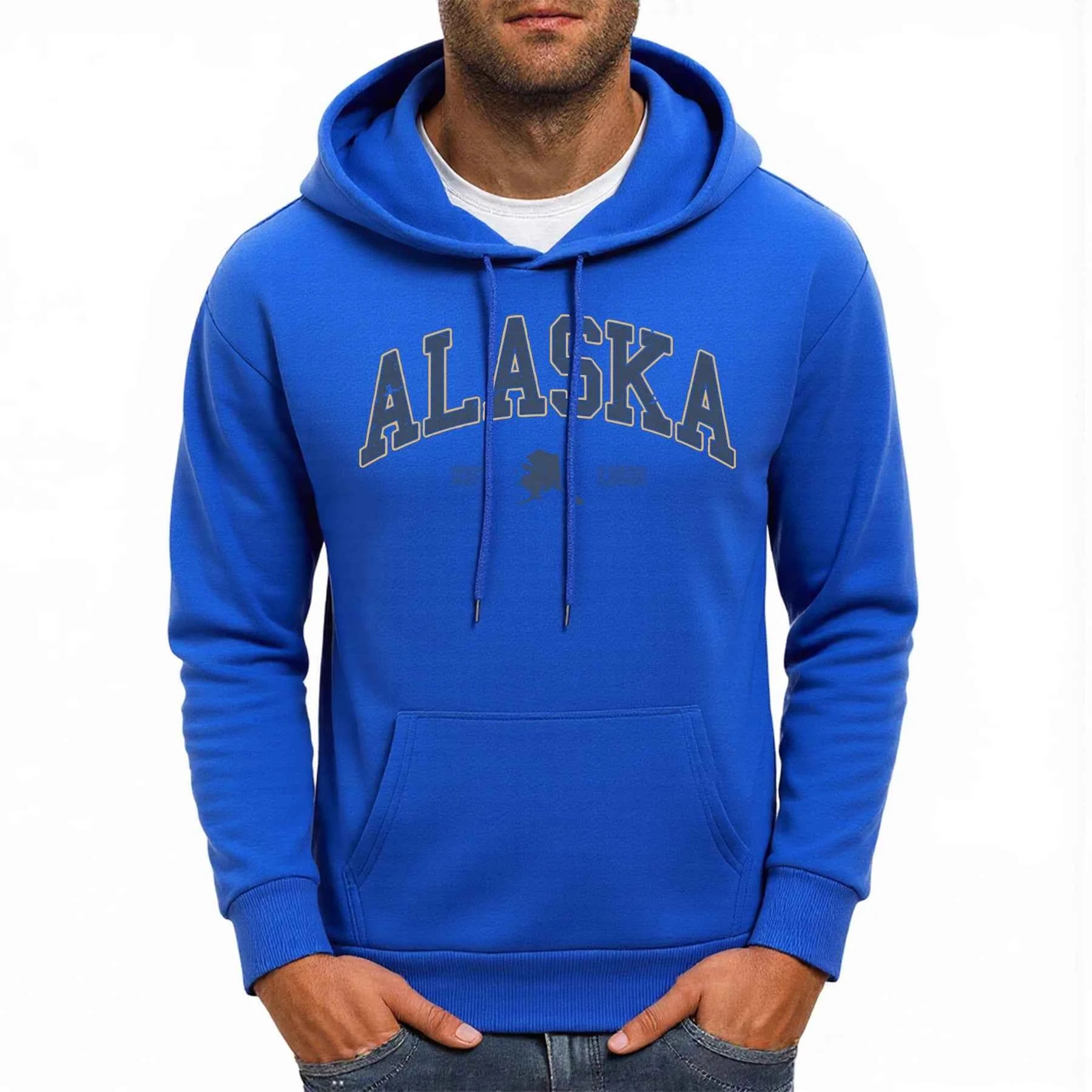 Alaska America Letter Print Oversized Fleece Hoody