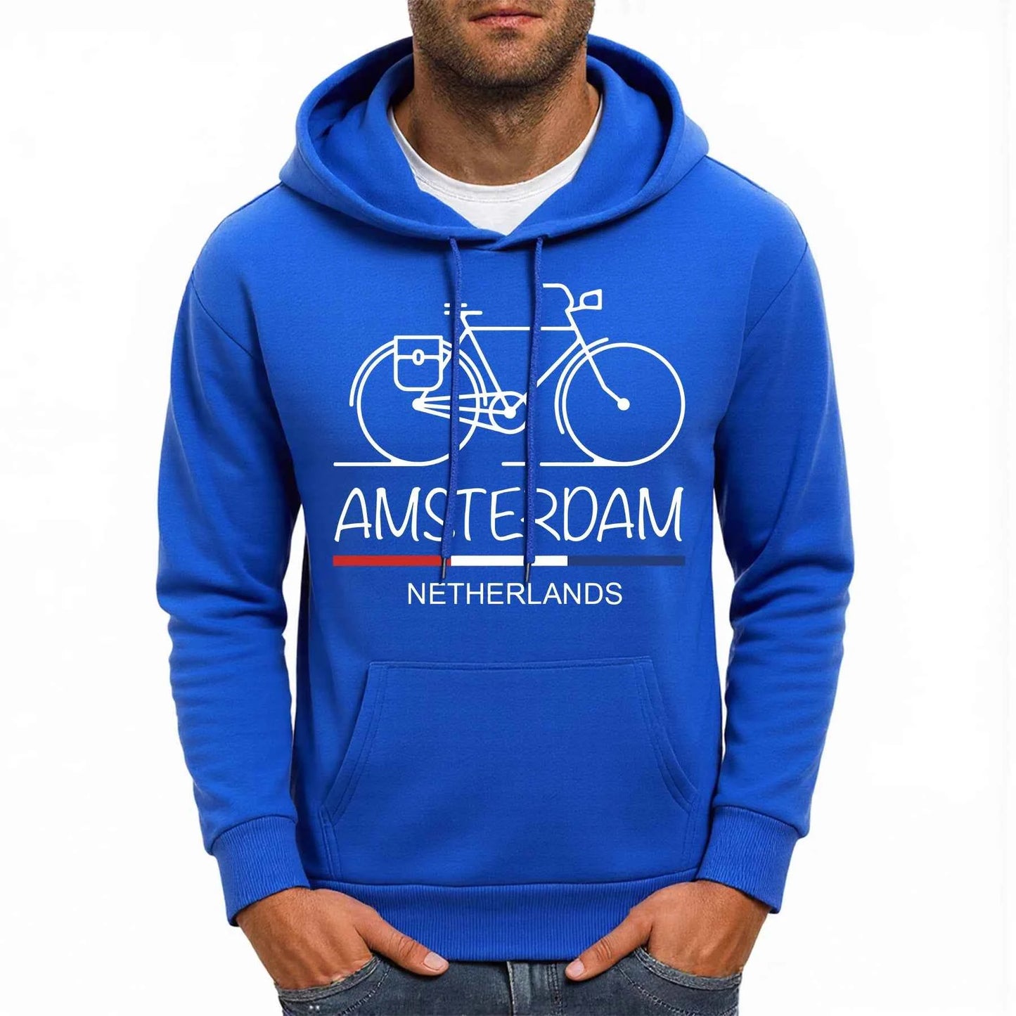 Amsterdam Bike Fleece Hoodie Comfy Multicolor Streetwear