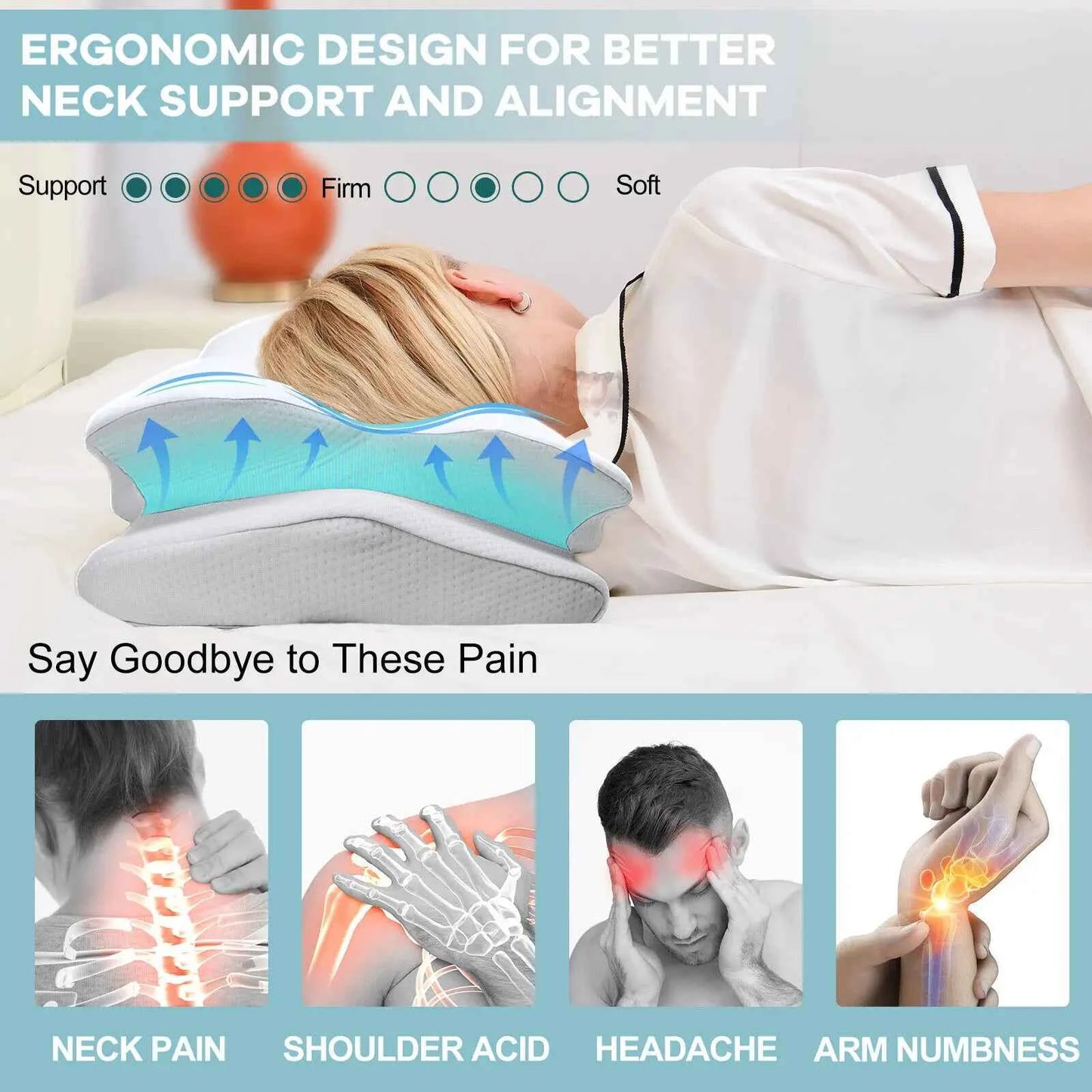Pillow Neck Shoulder Pain Relief Sleeping Ergonomic Comfortable Memory Foam Sleep Pillow Easy to replace Bed Pillow