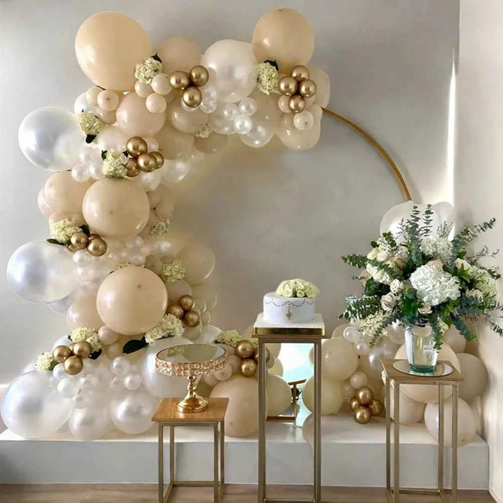 Platinum White  Gold Balloon Arch Party Perfect