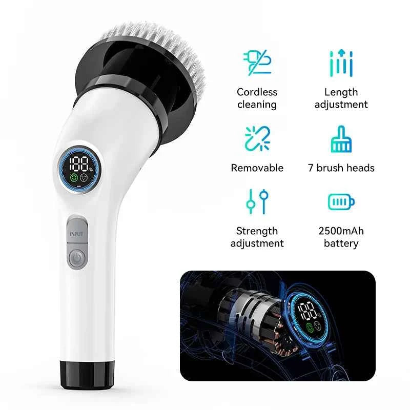 Cordless Power Scrubber Deep Clean Seven Brush Heads