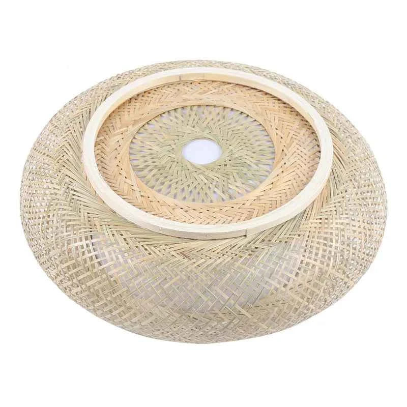 Retro Bamboo Round Ceiling Light  HandWoven Charm