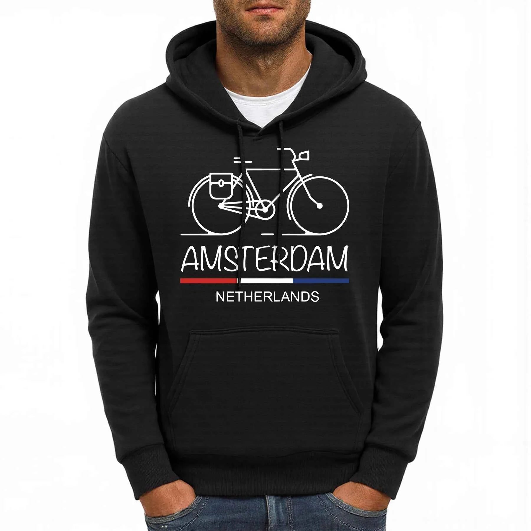 Amsterdam Bike Fleece Hoodie Comfy Multicolor Streetwear