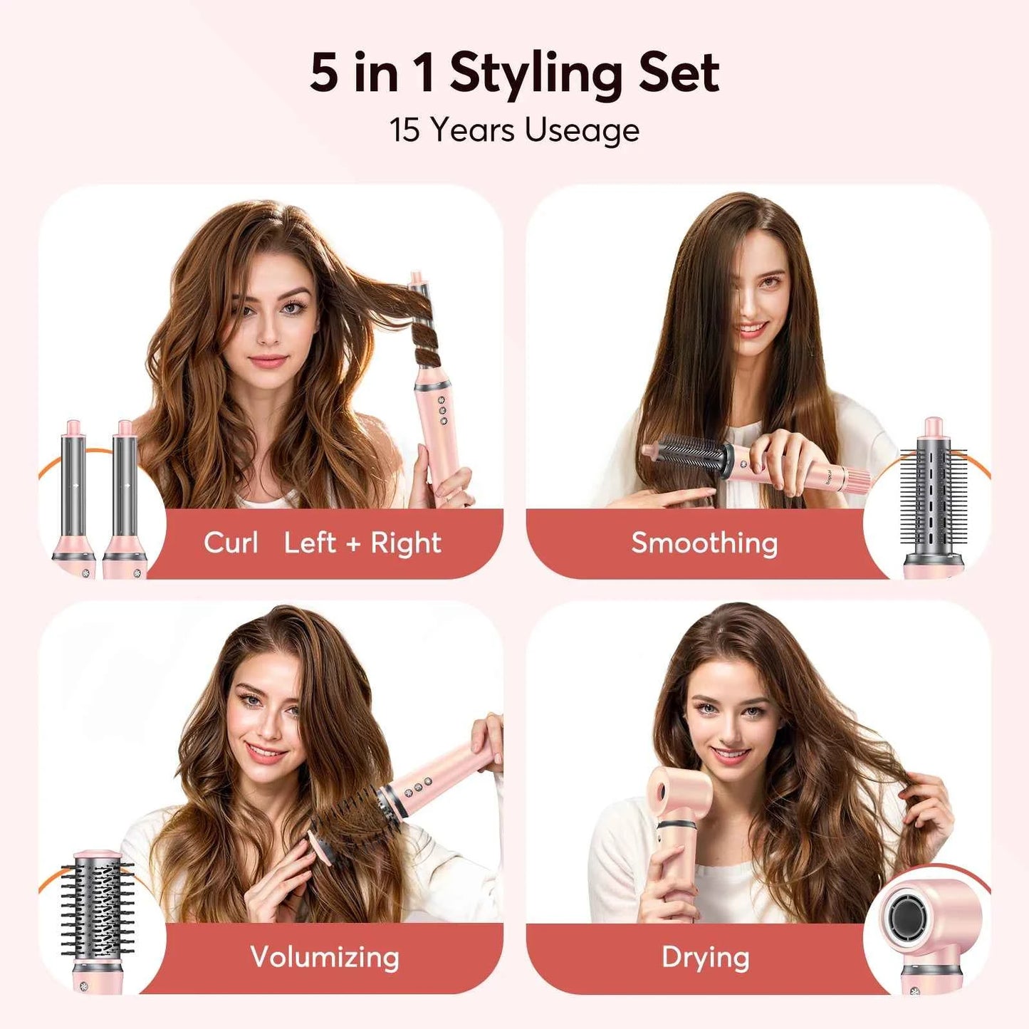 5in1 Hair Styler Dry Curl Straighten Shine