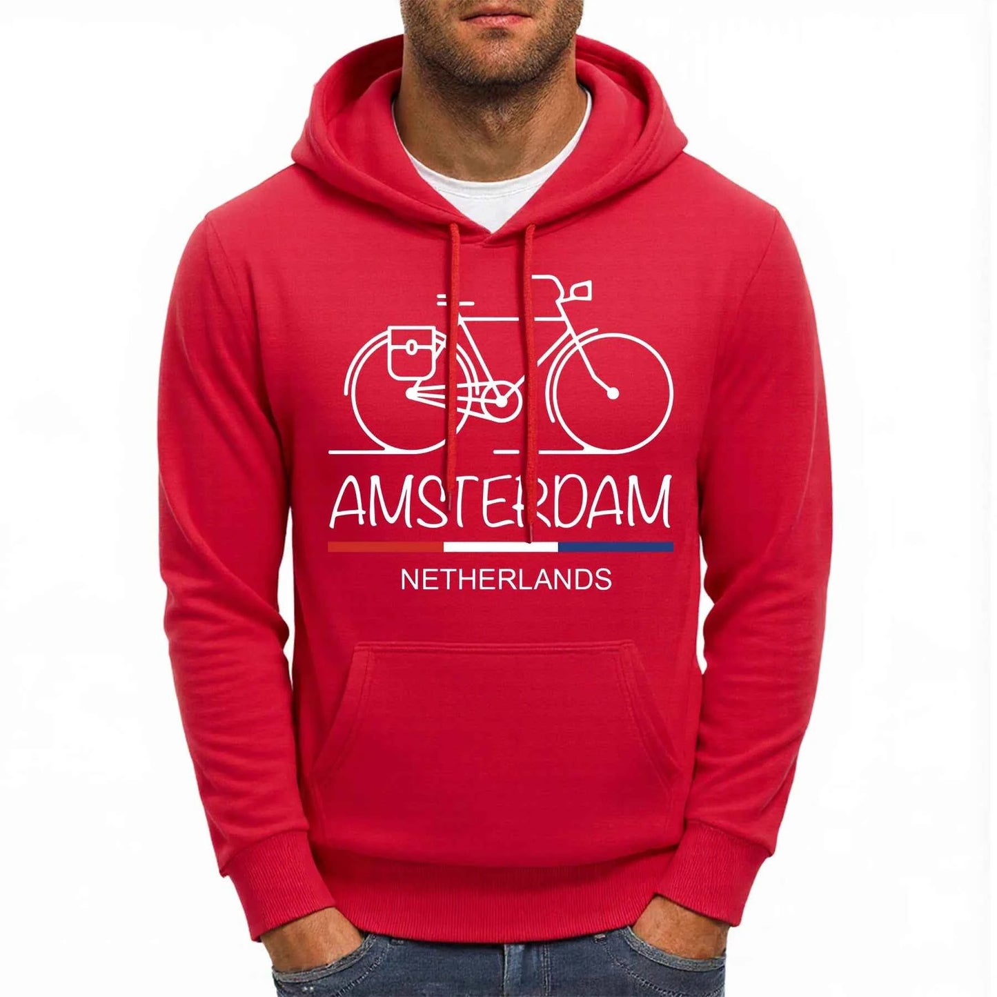 Amsterdam Bike Fleece Hoodie Comfy Multicolor Streetwear