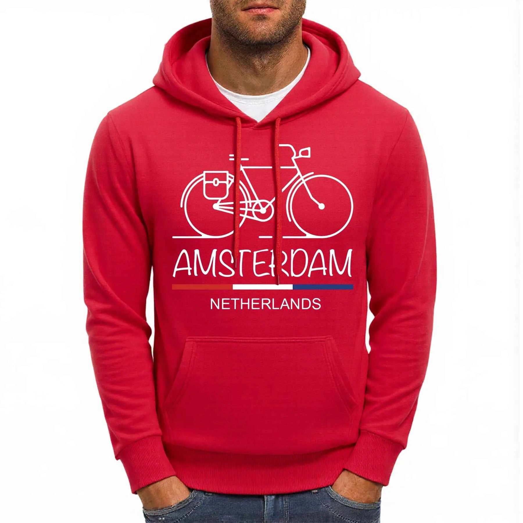 Amsterdam Bike Fleece Hoodie Comfy Multicolor Streetwear