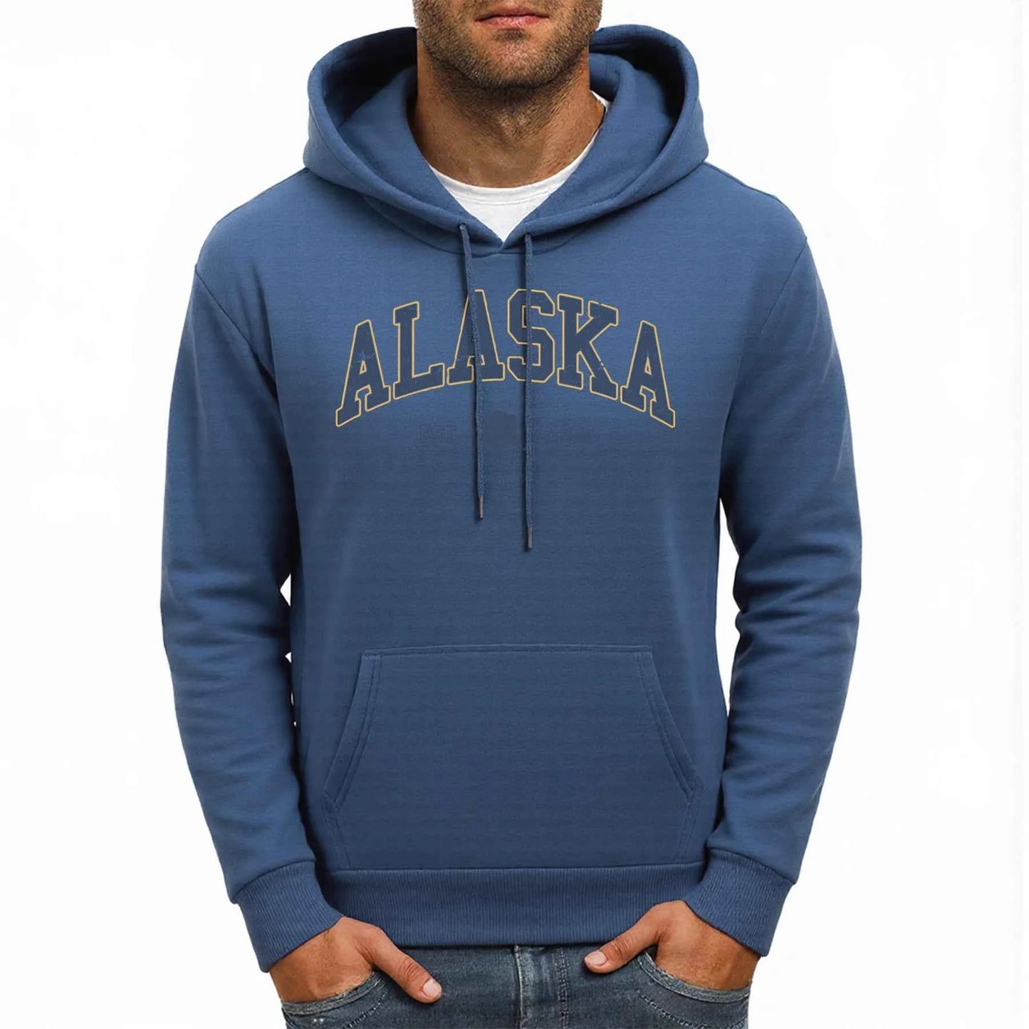 Alaska America Letter Print Oversized Fleece Hoody