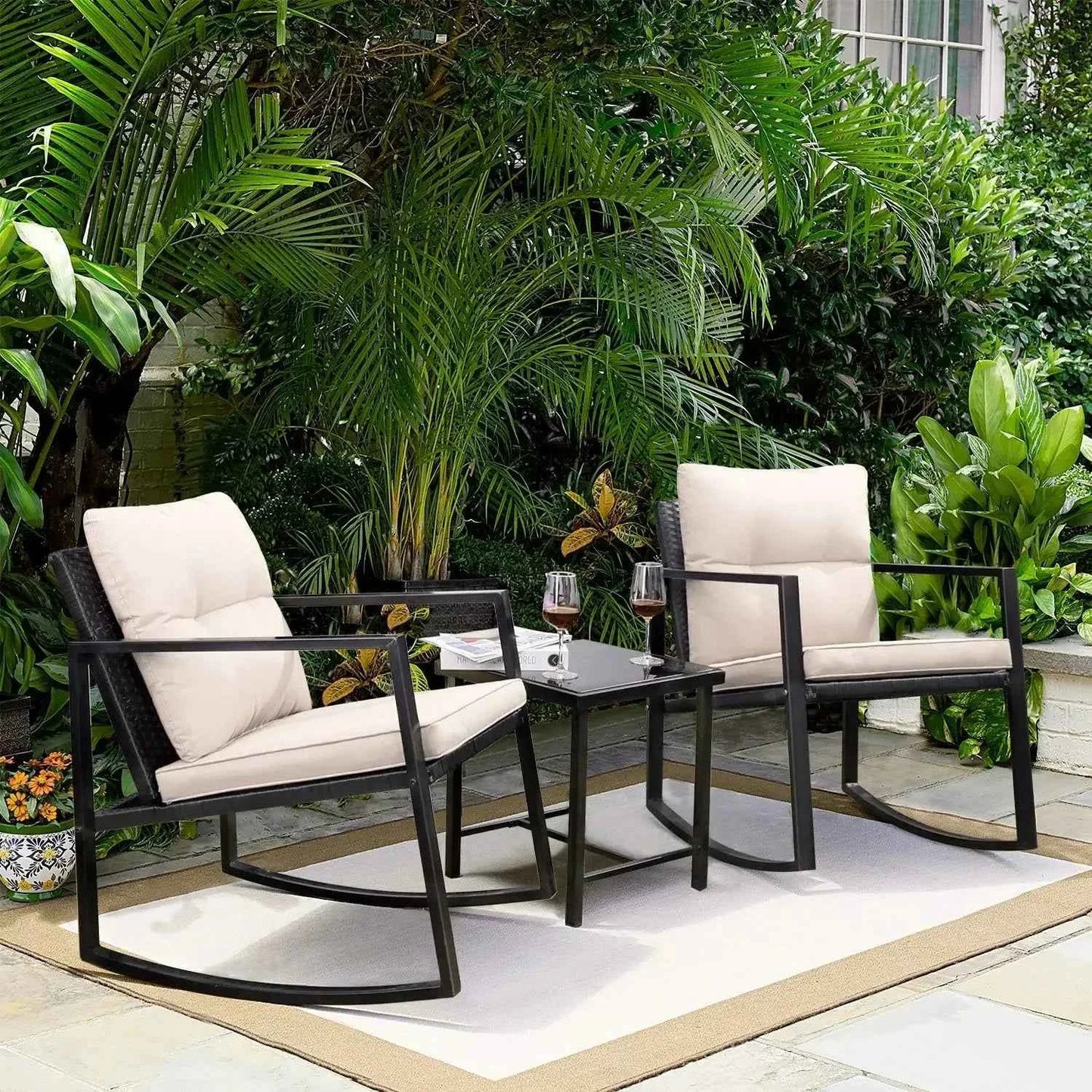 Cozy Wicker Bistro Set Relax on Your Patio