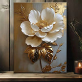 Elegant Floral Canvas Art Vintage Gold Accent