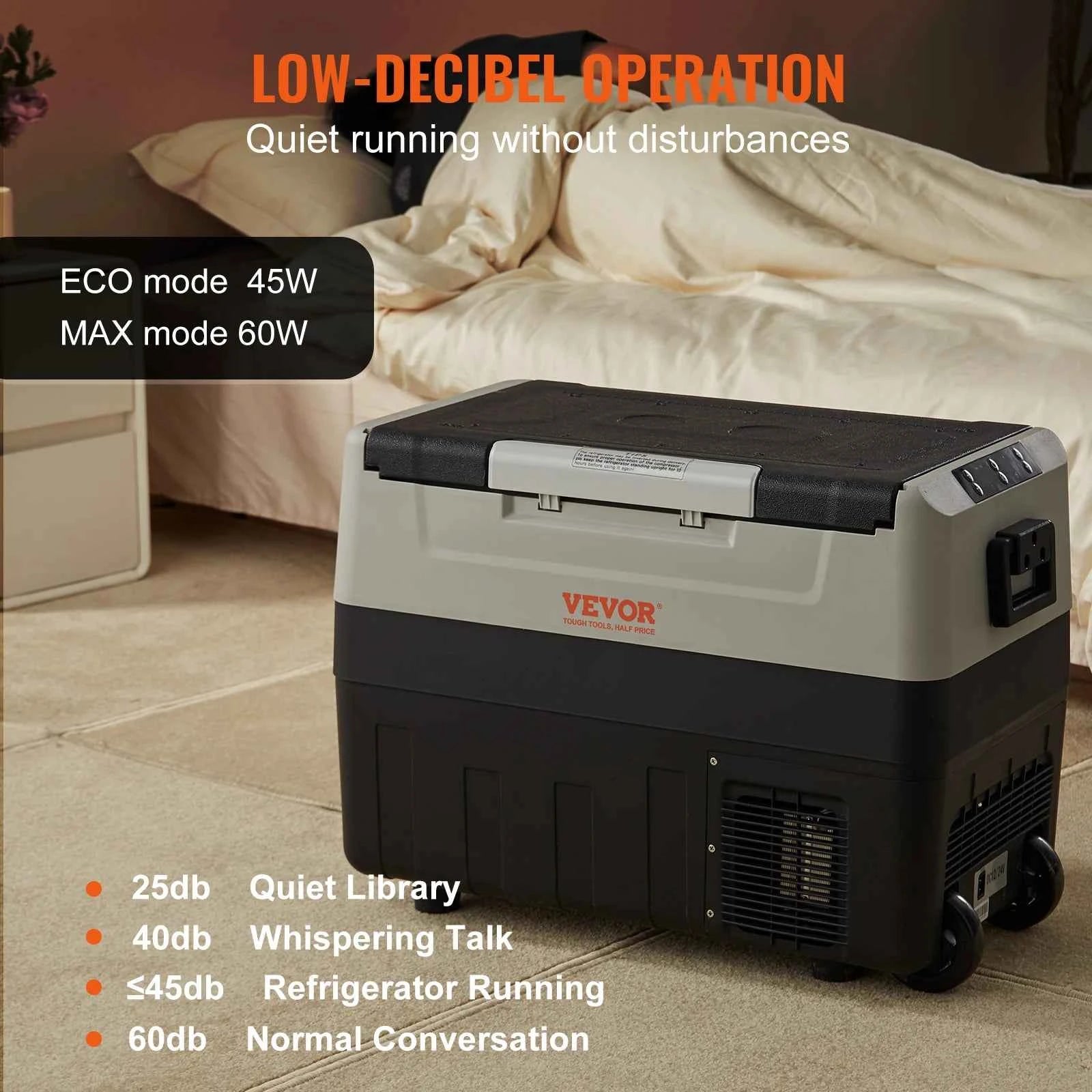 VEVOR Mini Refridge Portable Foldable Handle with Wheel Compressor Freezer Mini Refrigerator 35L/45L/55L  for Camping Picnics