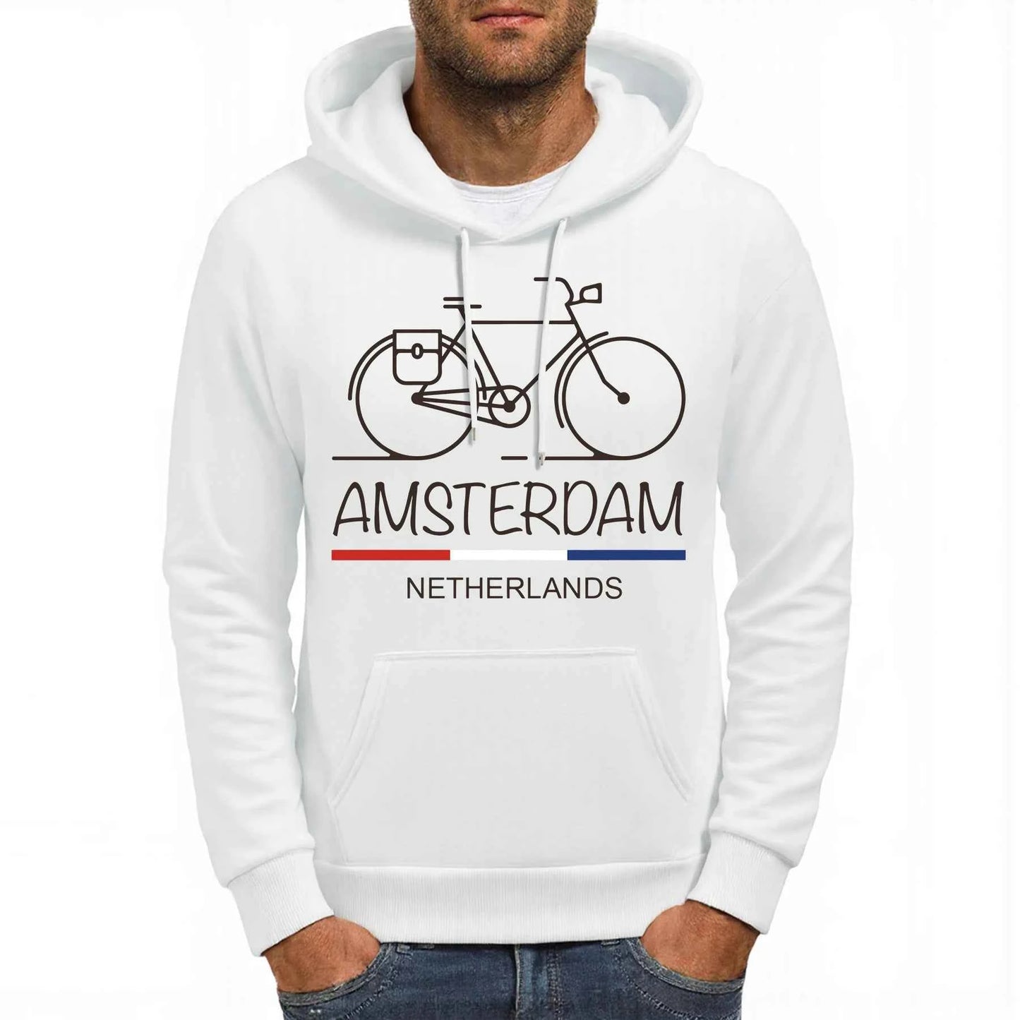 Amsterdam Bike Fleece Hoodie Comfy Multicolor Streetwear