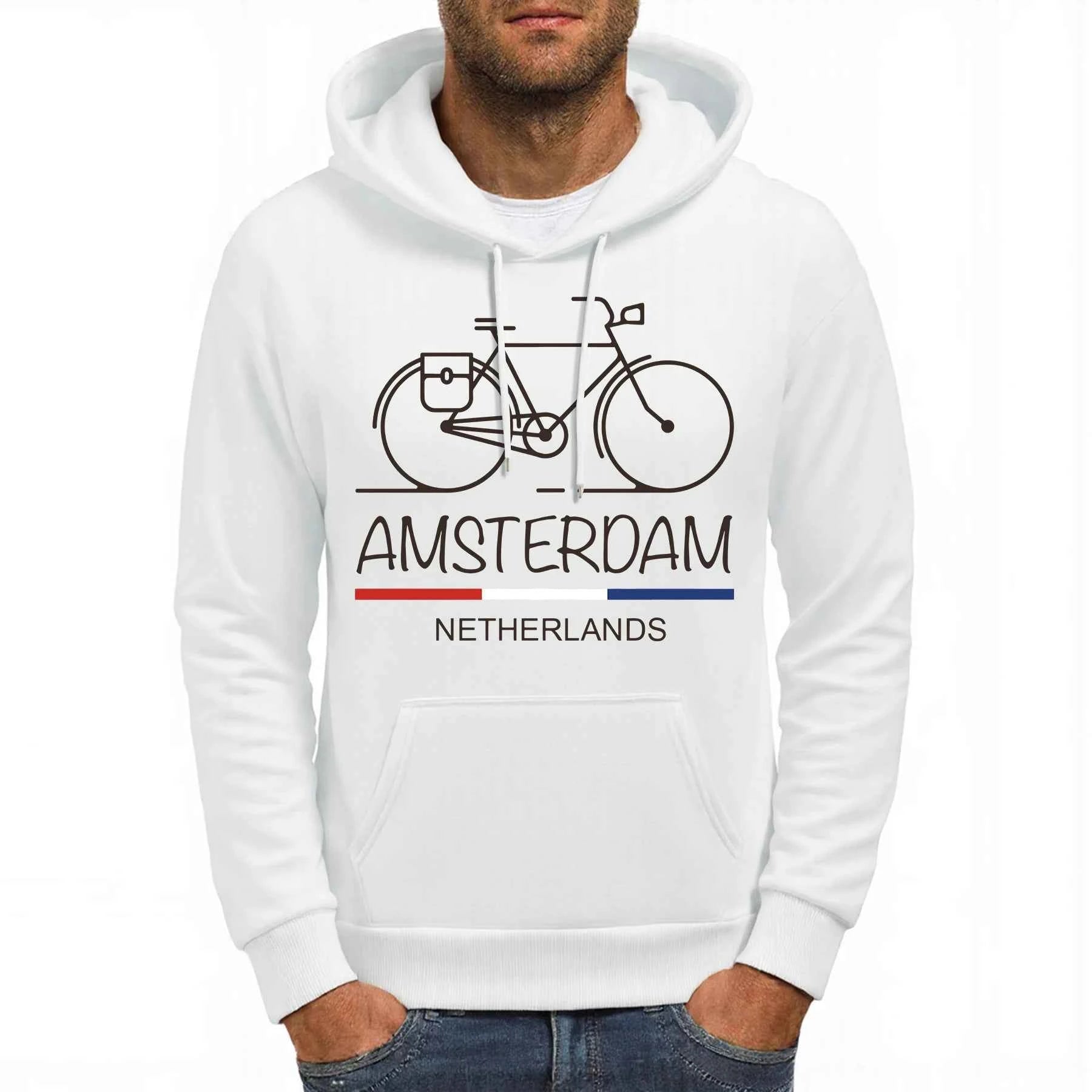 Amsterdam Bike Fleece Hoodie Comfy Multicolor Streetwear