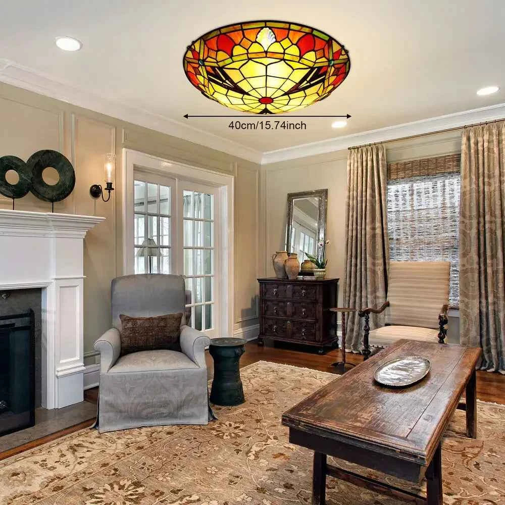 Retro Stained Glass Chandelier New Flush Mount Lighting