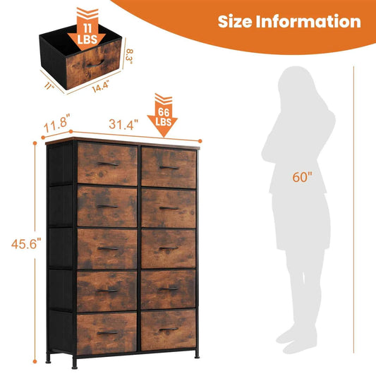 JHK Fabric Drawer Bedside Table  Storage Cabinet