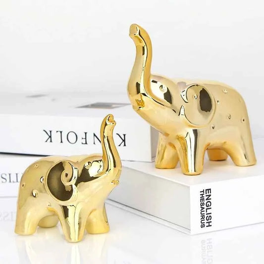 Lucky Elephant Pair Ceramic Home Decor Gift