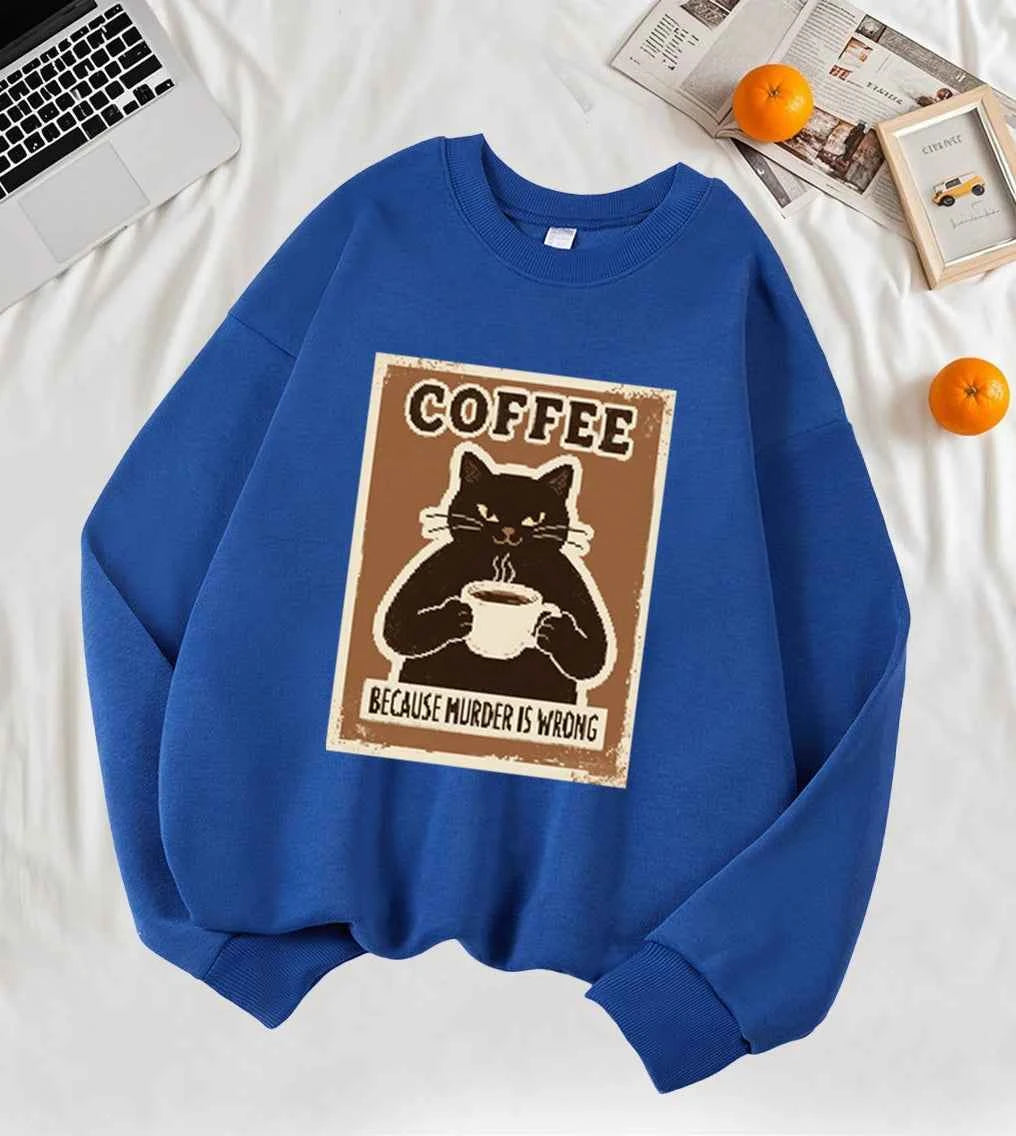 Because Murder Is Wrong Black Cat Sweatshirt for Women