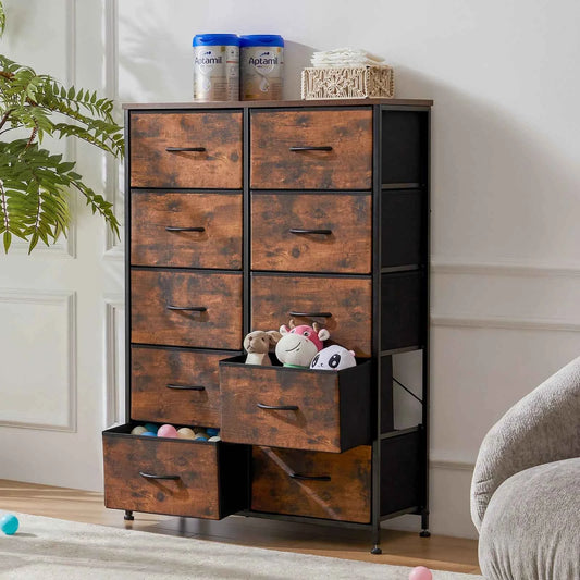 JHK Fabric Drawer Bedside Table  Storage Cabinet