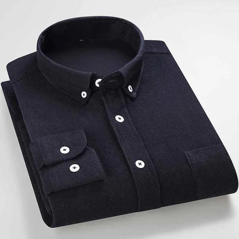 Men's Striped  Casual Long Sleeve Business Formal Plaid Shirt