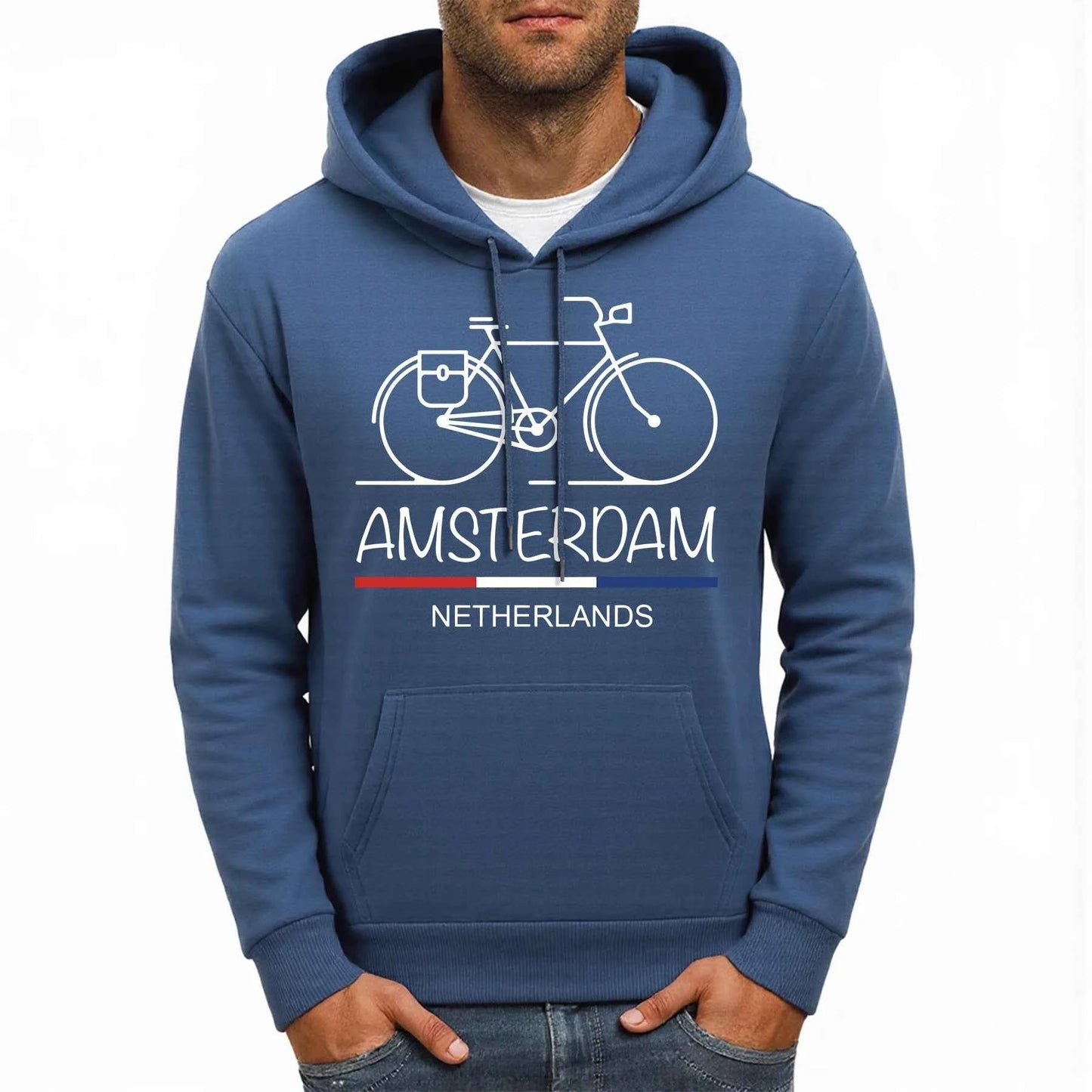 Amsterdam Bike Fleece Hoodie Comfy Multicolor Streetwear