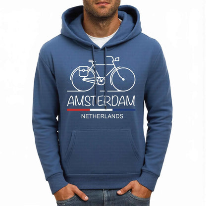 Amsterdam Bike Fleece Hoodie Comfy Multicolor Streetwear