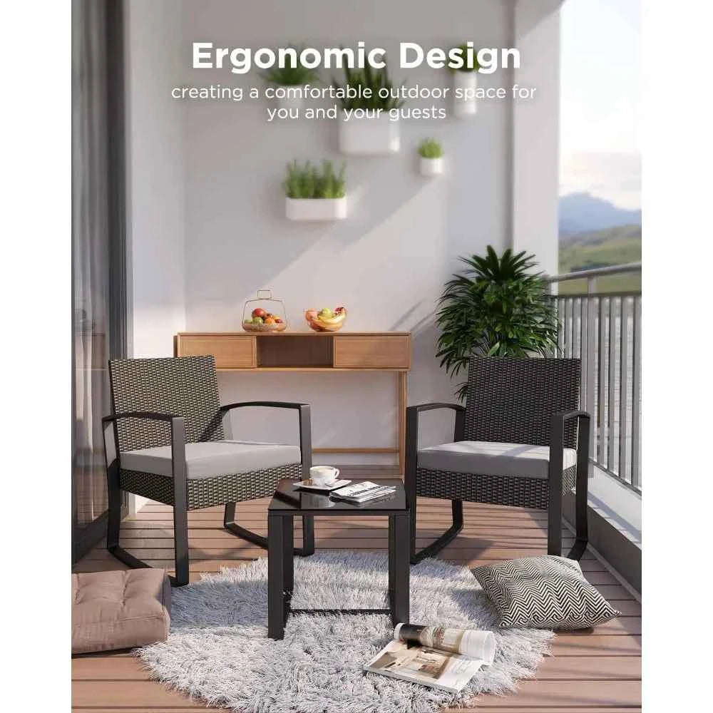 Rocking Rattan Patio Set Relax Outdoors in Style