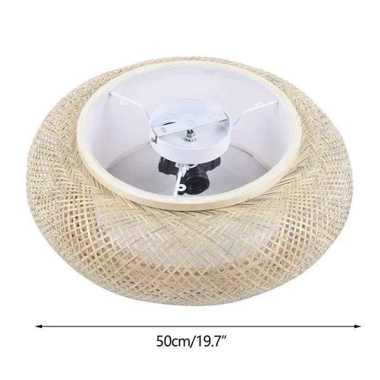 Retro Bamboo Round Ceiling Light  HandWoven Charm