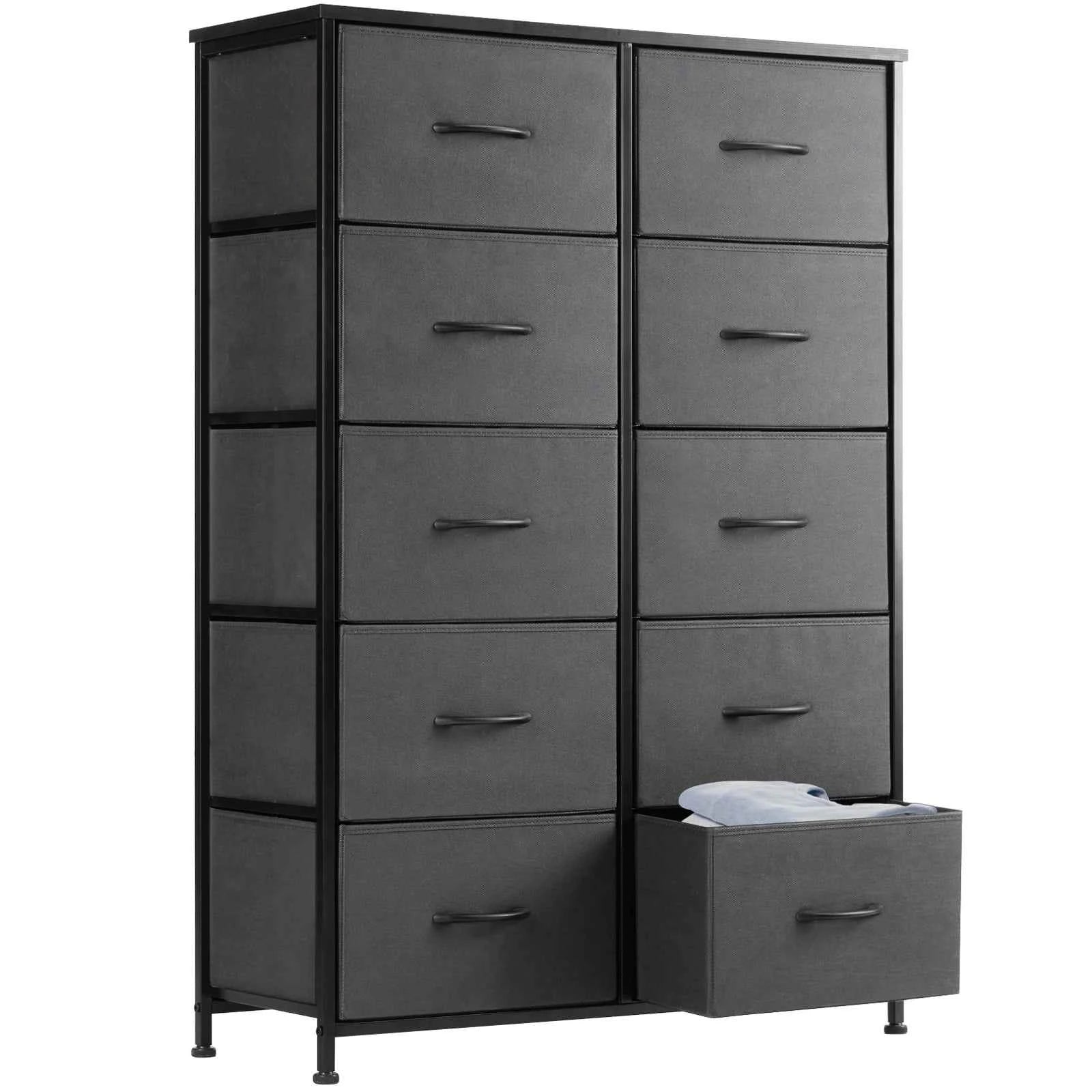 JHK Fabric Drawer Bedside Table  Storage Cabinet