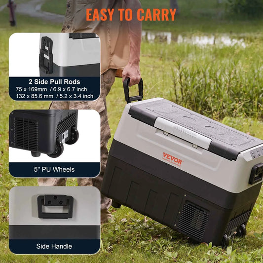 VEVOR Mini Refridge Portable Foldable Handle with Wheel Compressor Freezer Mini Refrigerator 35L/45L/55L  for Camping Picnics